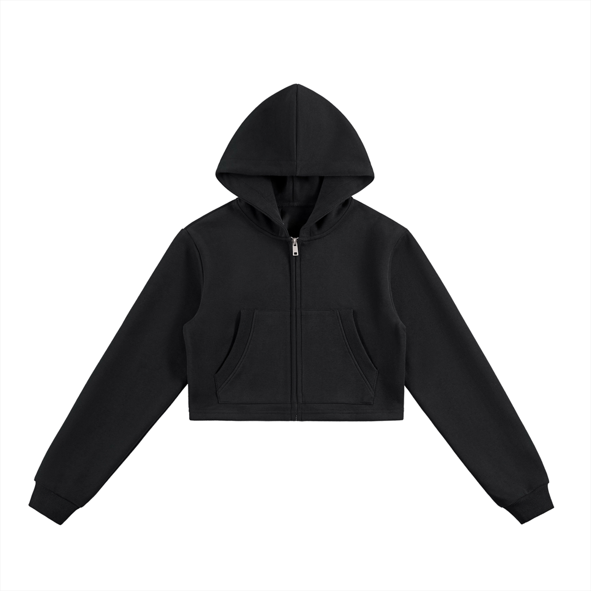 Essential Cropped Zip-Up Hoodie
